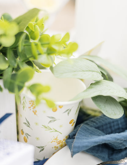 8 kartonskih kozarčkov v obliki limone z listi, 255 ml, za rojstni dan