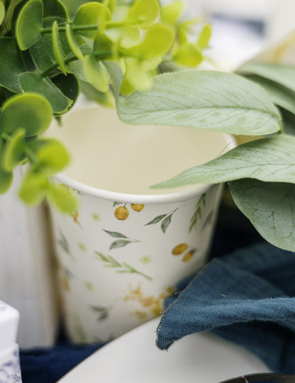 8 kartonskih kozarčkov v obliki limone z listi, 255 ml, za rojstni dan