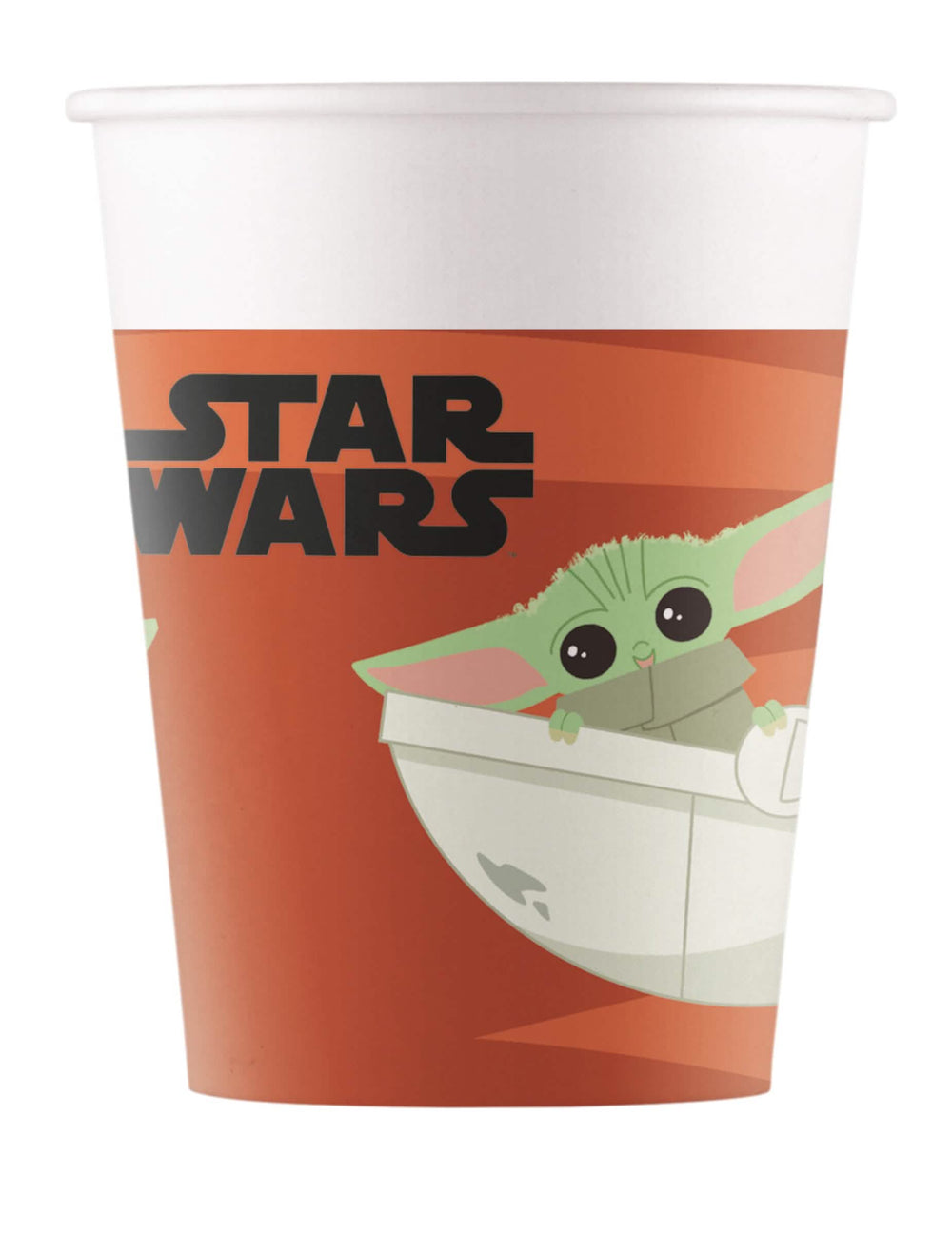 Kartonasti lonček dojenček Yoda The Mandalorian oranžna in bela