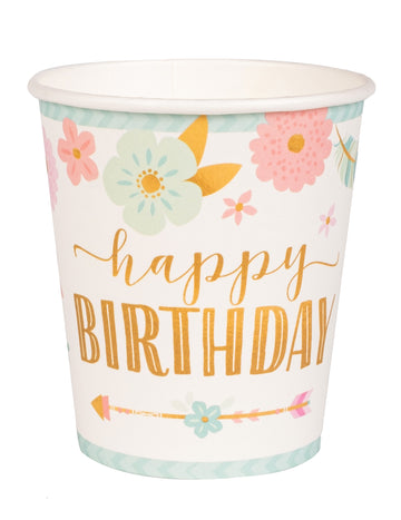 8 kartonskih kozarčkov Boho 250 ml za vse najboljše