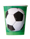 Gobelets en carton foot ballon effet 3d pour anniversaire vert