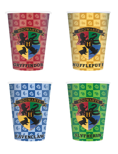 8 Kartonskih lončkov Harry Potter™ Domovi 266 ml