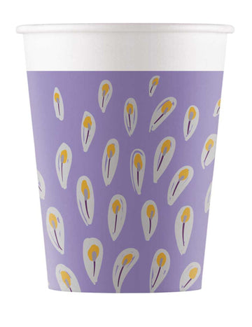 8 kovinskih kartonskih kozarčkov z vzorcem pava, 200 ml, vijolične barve