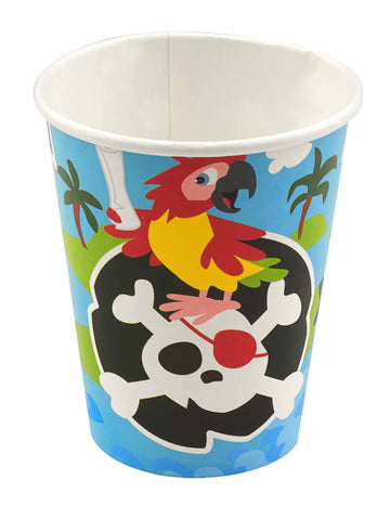 8 piratskih kartonskih kozarcev 250 ml za otroško rojstnodnevno zabavo 