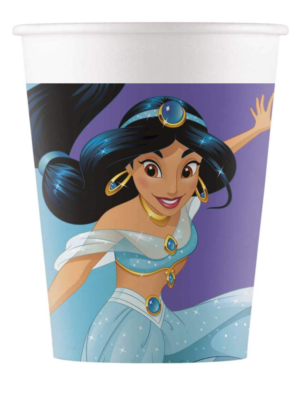 Papirnati kozarčki princeske Disney Sanjski dan za otrok vijolična in modra z Jasmine