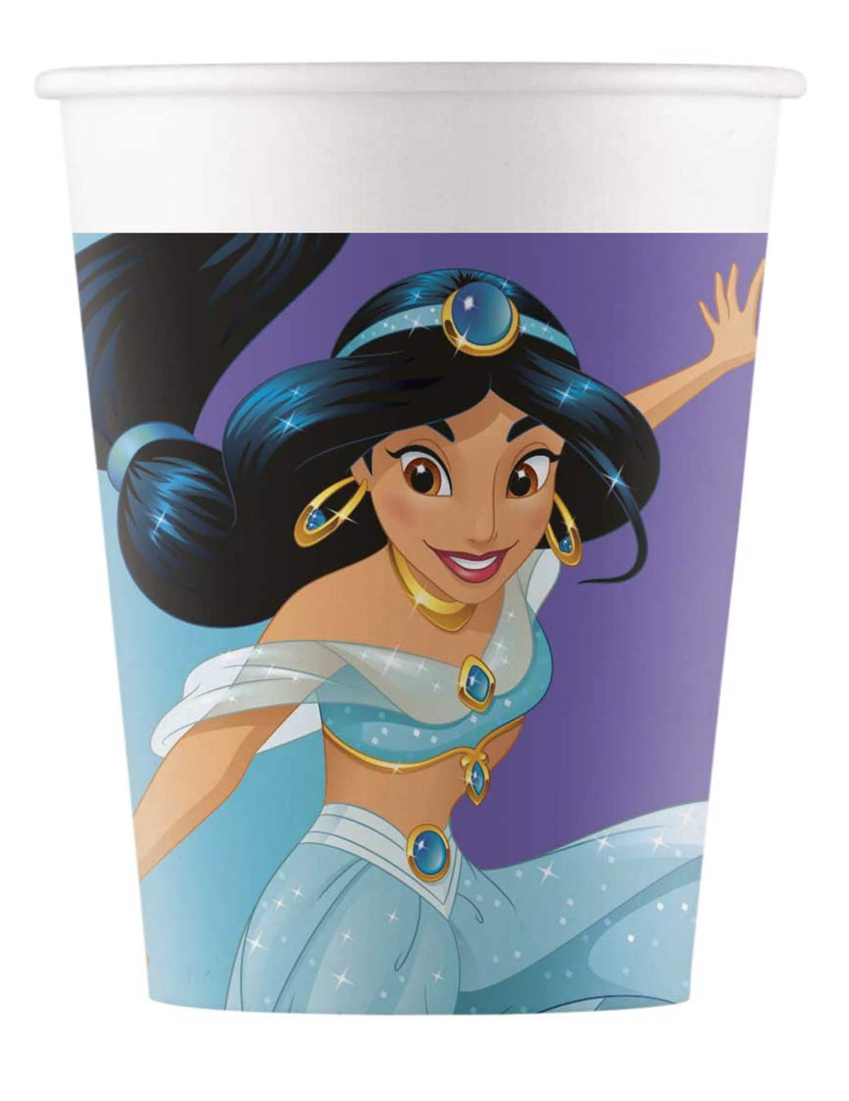 Papirnati kozarčki princeske Disney Sanjski dan za otrok vijolična in modra z Jasmine