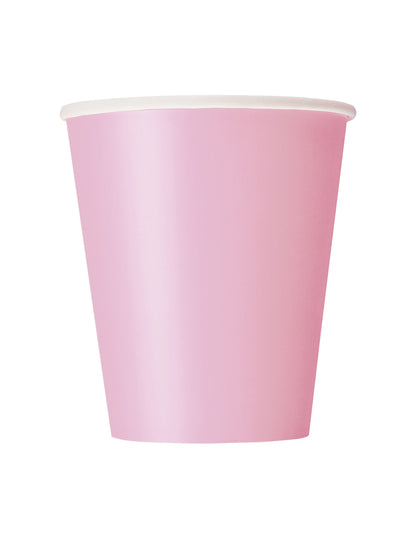 Gobelets en carton pour fête rose clair 210 ml
