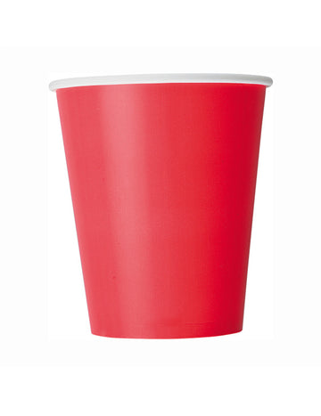 8 rdečih kartonskih skodelic 210 ml