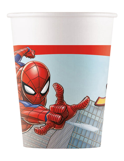 Gobelets en carton Spiderman pour enfant 200 ml rouge et bleu