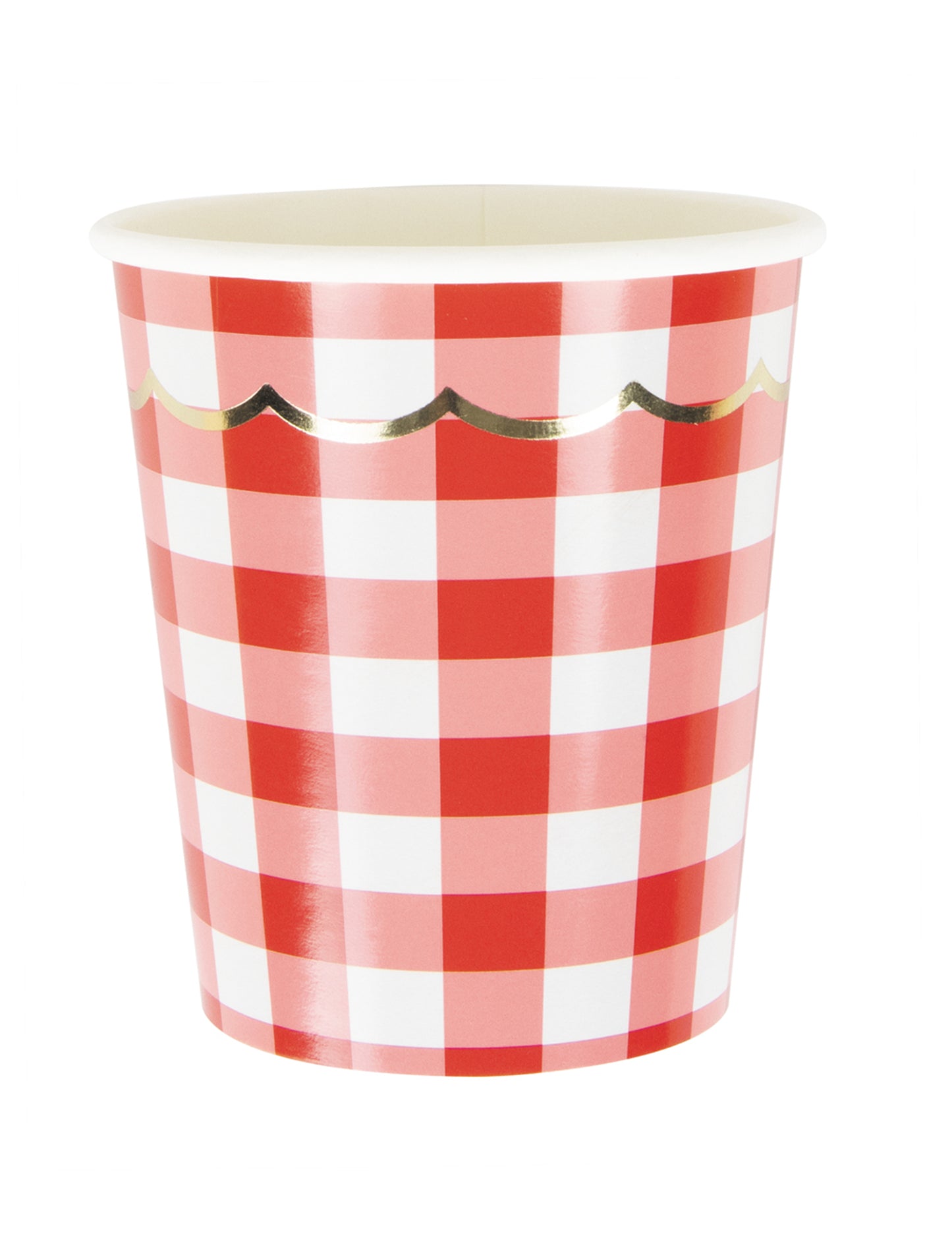 8 rdeče-belih kartonskih kozarčkov z nazobčanim vzorcem, 200 ml