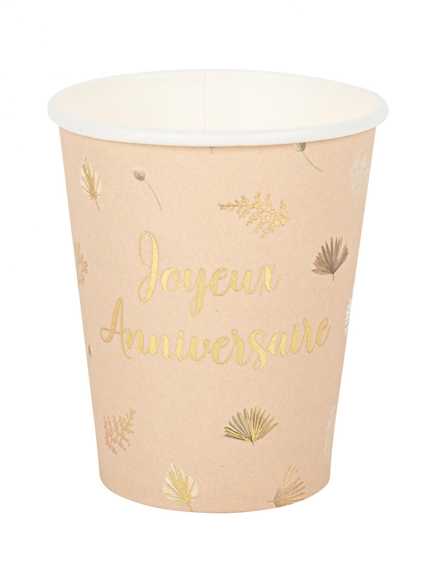 8 kozarcev za rojstni dan boho blush in zlati, 255 ml, iz kartona 