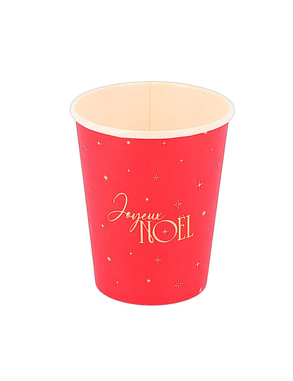 8 gobelets Joyeux Noël L'Intemporel rouge et or 25,5 cl
