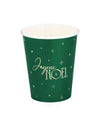 8 gobelets Joyeux Noël L'Intemporel vert anglais et or 25,5 cl