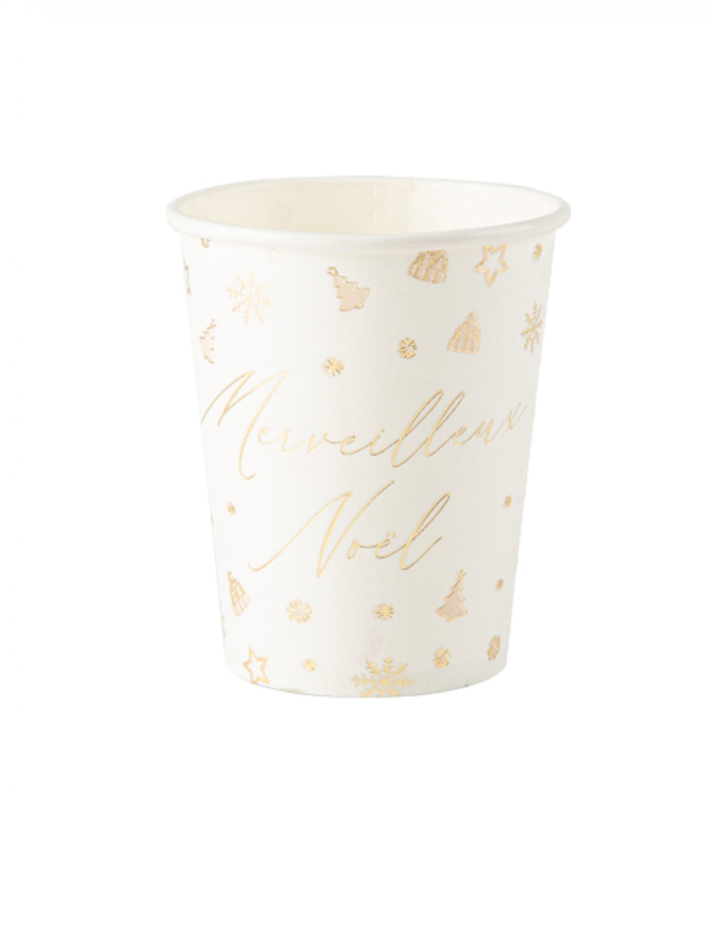 8 čudovitih belo-zlatih božičnih skodelic, 255 ml, kartonske