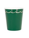 Gobelets en carton de Noël pour fête vert et or festonnés