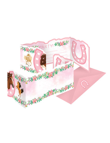 8 vabil s kuvertami, ljubkim dizajnom konjička, dekliški rojstni dan