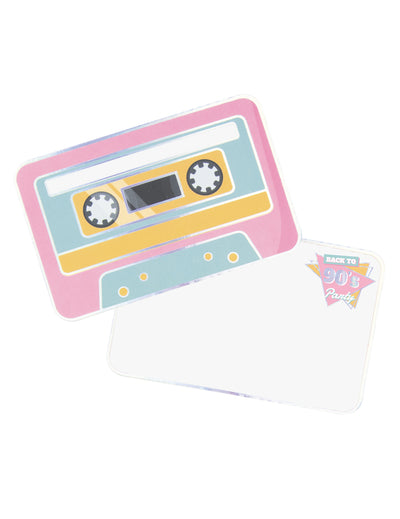 Invitations cassettes années 90 pour fête roses et multicolores