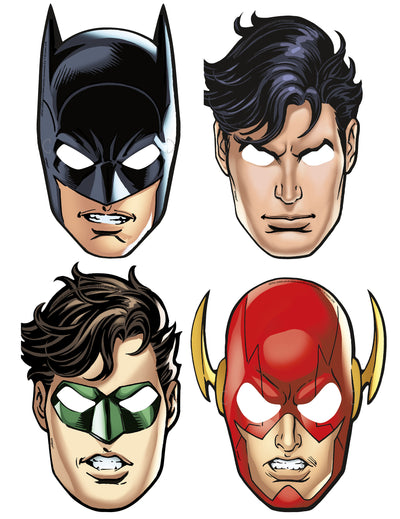 Masques en carton Justice League Batman Superman Green Lantern et Flash