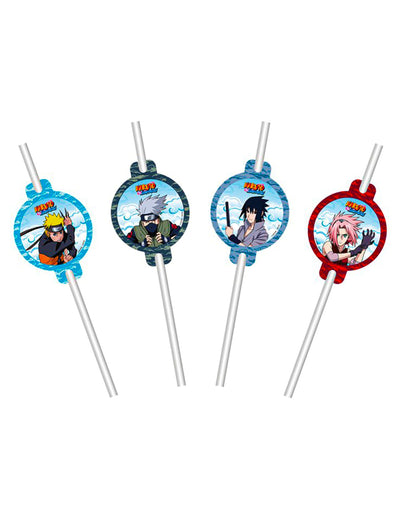8 papirnatih slamic 19,6 cm in medaljoni 4,8 x 6,3 cm Naruto Shippuden™