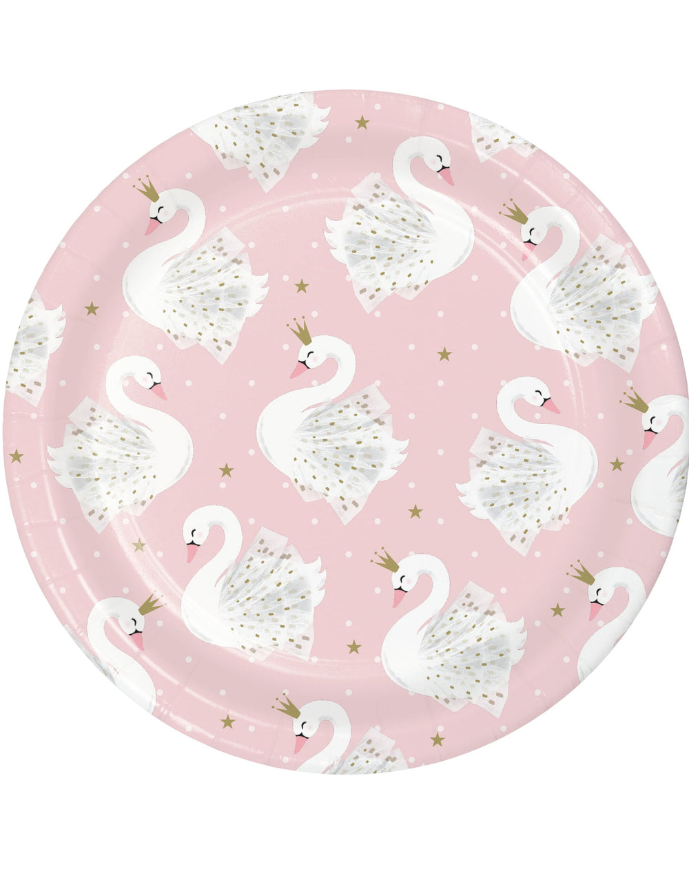 Assiettes en carton cygne royal pour anniversaire rose