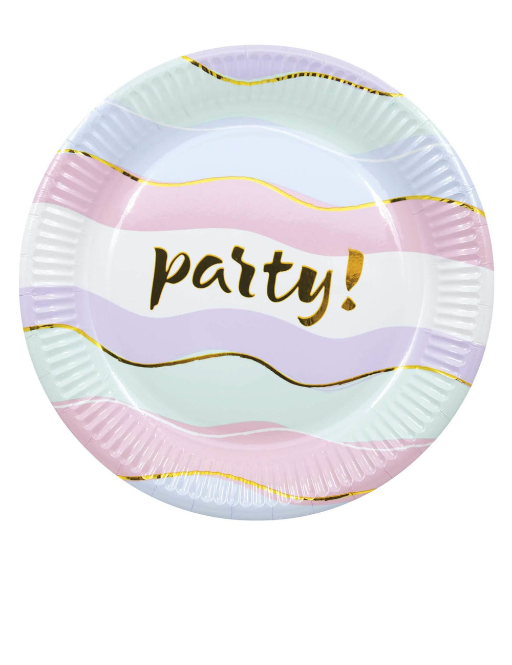 papirnati krožniki Elegant Party za pastelno zabavo z zlatimi valovi