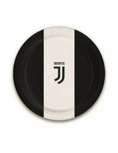 Petites assiettes en carton Juventus pour anniversaire noir et blanc