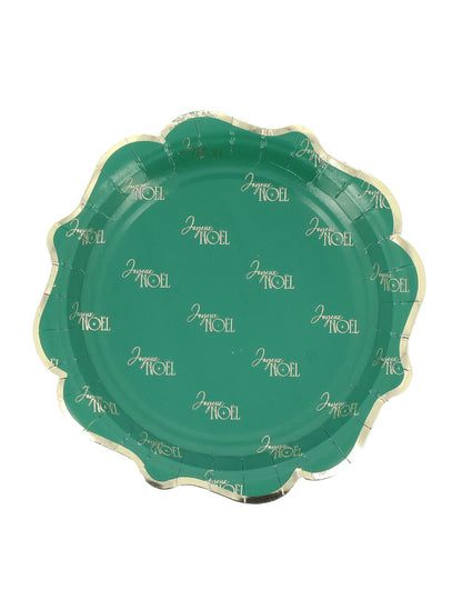8 petites assiettes Joyeux Noël L'Intemporel vert anglais et or 18 cm