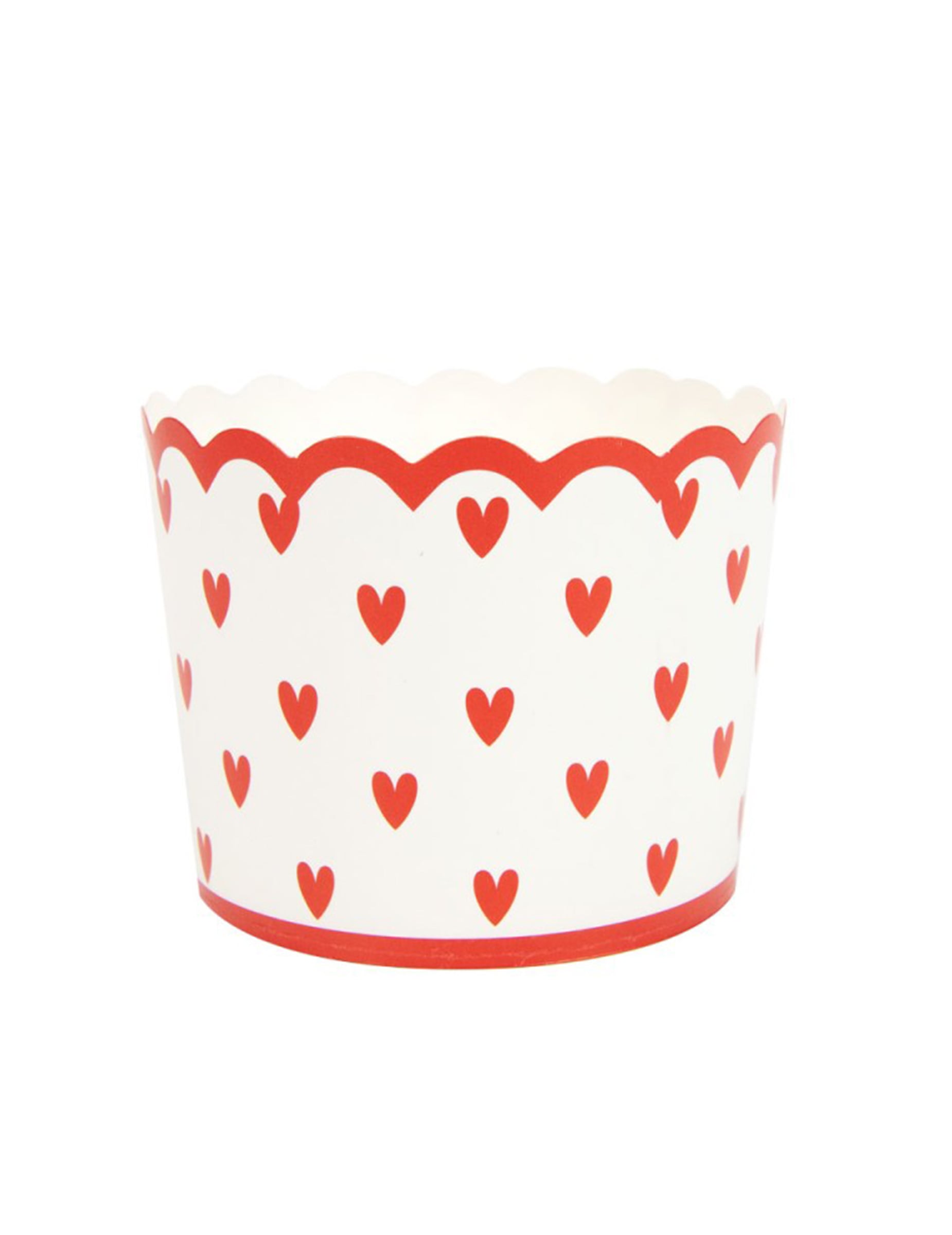 Petits pots en carton petits cœurs blanc et rouge