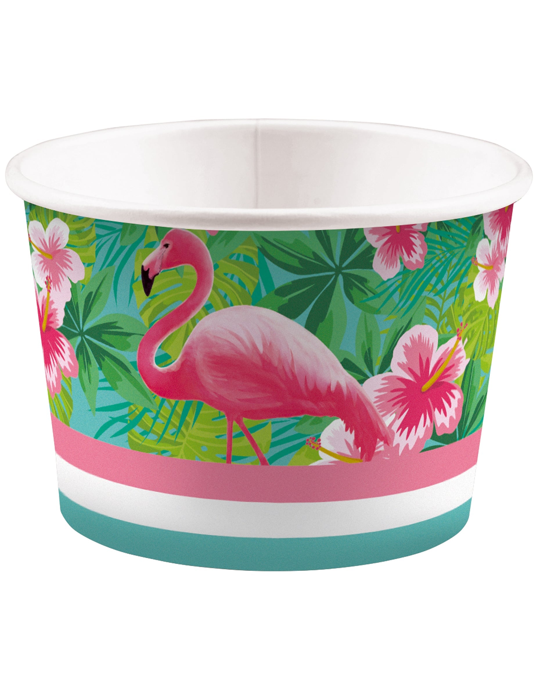 Pot à glace Flamingo Paradise multicolore en carton avec imprimé flamant rose et fleurs tropicales