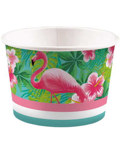 Pot à glace Flamingo Paradise multicolore en carton avec imprimé flamant rose et fleurs tropicales