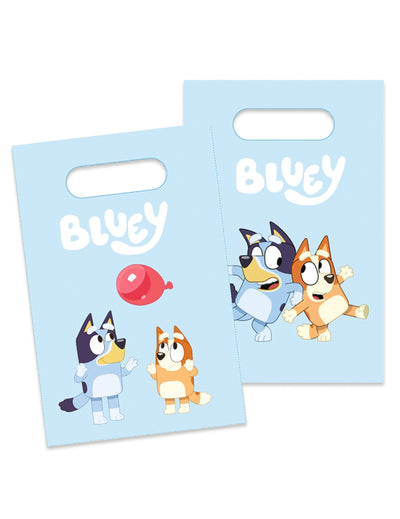 Sacs cadeaux Bluey pour enfant bleu ciel avec Bluey et Bingo