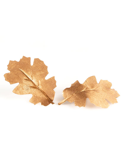 9 zlatih kovinskih hrastovih listov iz blaga 7,8 x 5,3 cm za okras