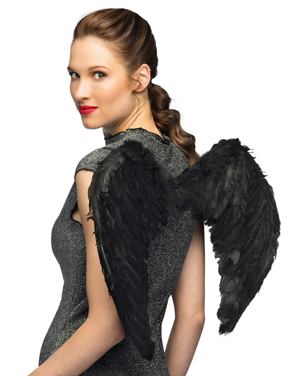 Ailes d'anges pour adulte noires en plumes