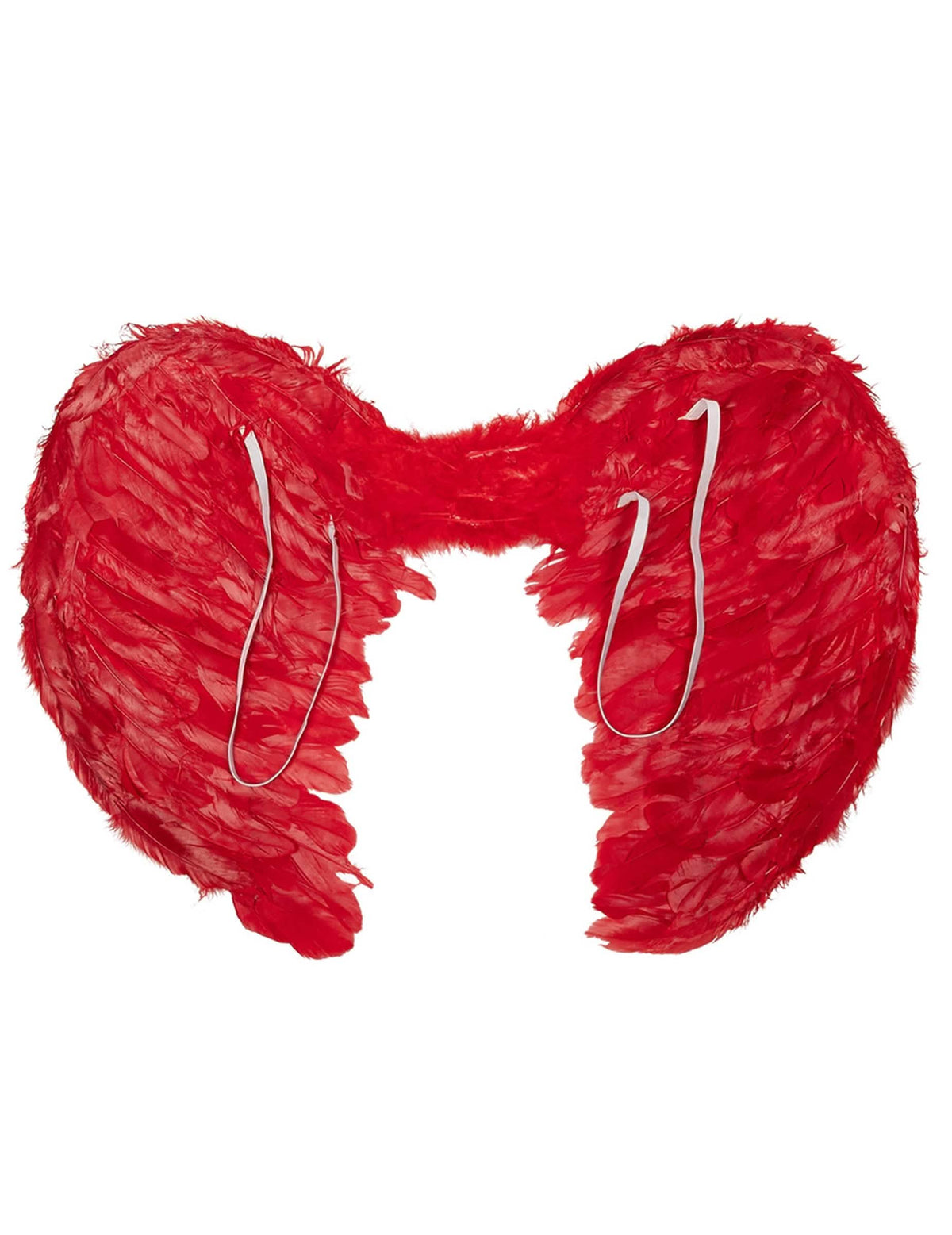 Détail des élastiques de maintien des ailes d'anges pour adulte rouges en plumes