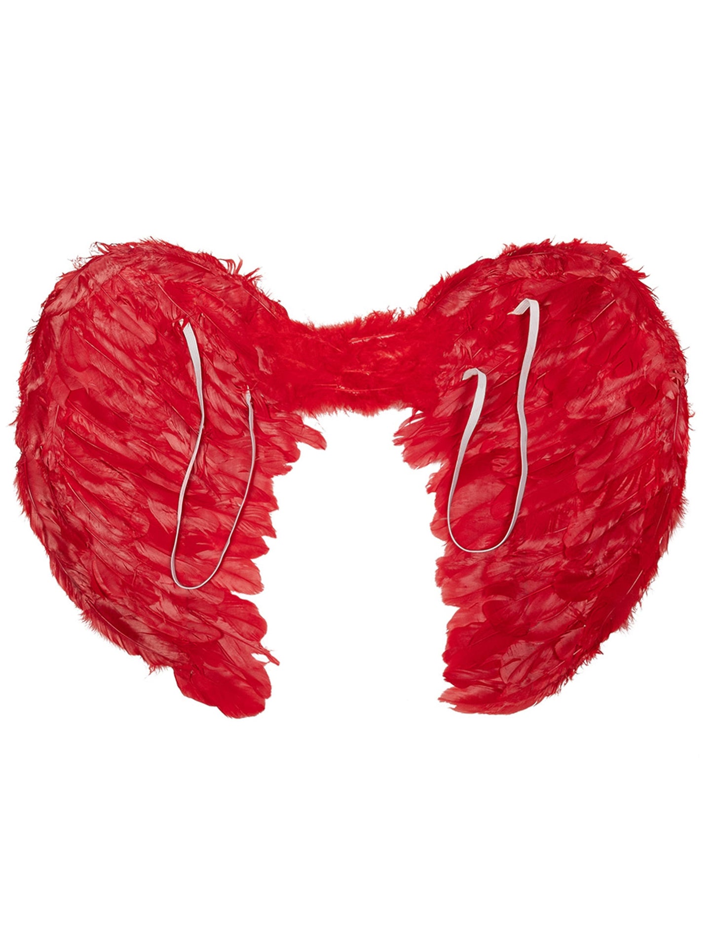 Détail des élastiques de maintien des ailes d'anges pour adulte rouges en plumes