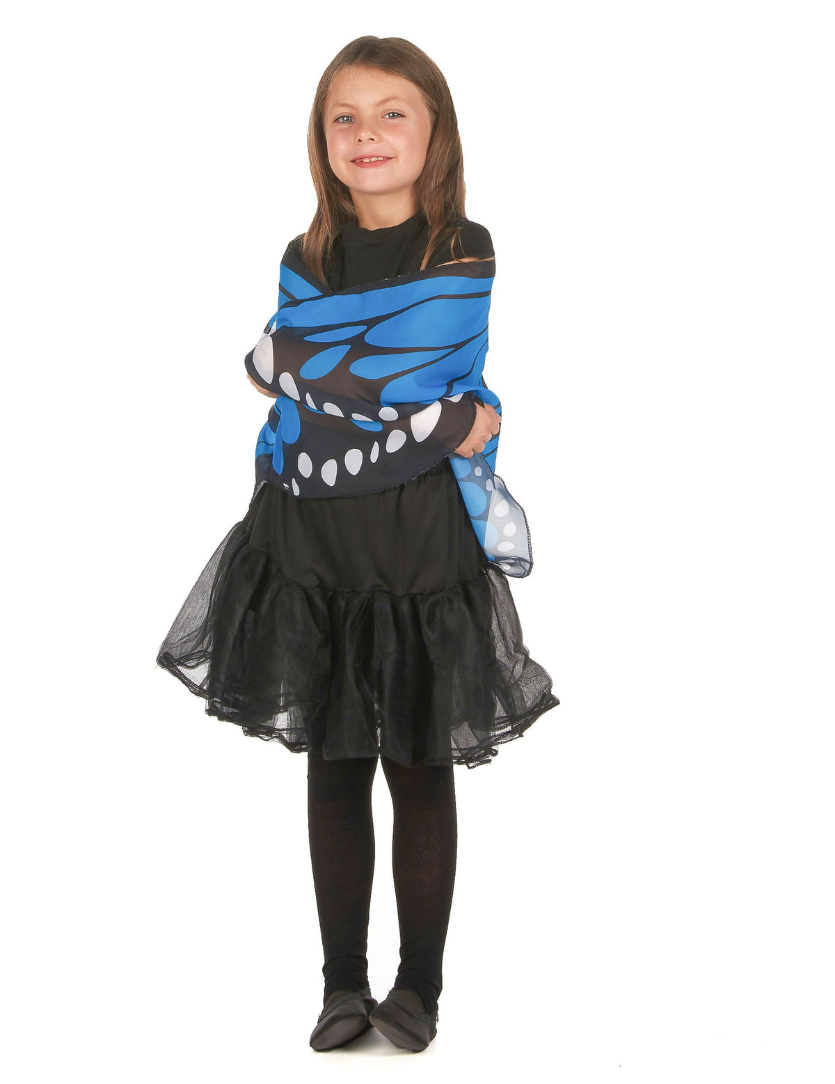 Vue de face des ailes de papillon pour enfant bleue et noire