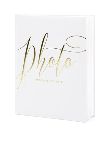 Bel in zlat poročni foto album, 22 strani, 20 x 24,5 cm 