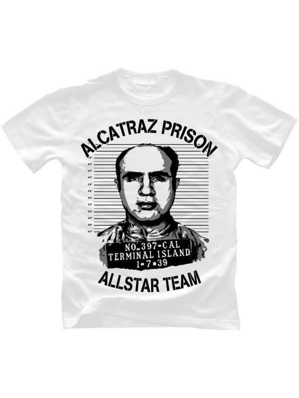 majice Alcatraz Prison Wear Allstar Team za moški bela in črna