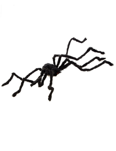 Araignée velue Halloween pour décoration noire aux yeux rouges