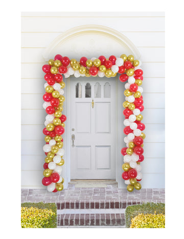 Rdeč, bel in zlat balonski lok za vhodna vrata, 240 balonov