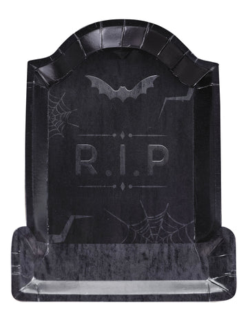 8 kartonskih krožnikov z motivom nagrobnika, RIP Halloween