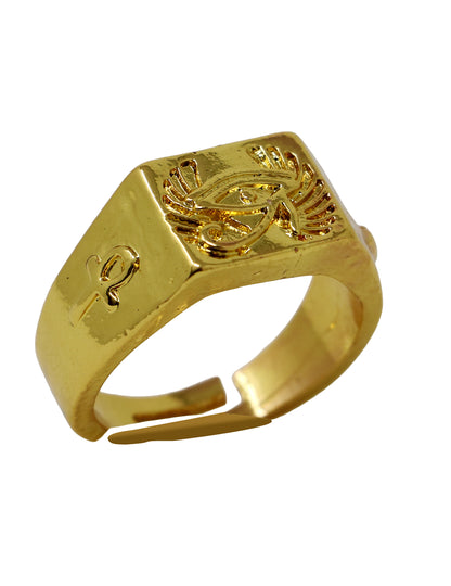 Vue de profil de la croix de vie Ankh de la bague égyptienne pour homme