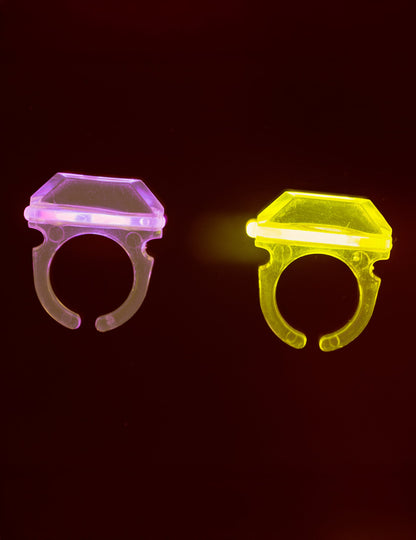 Détail de l'effet lumineux dans le noir de la bague phosphorescente