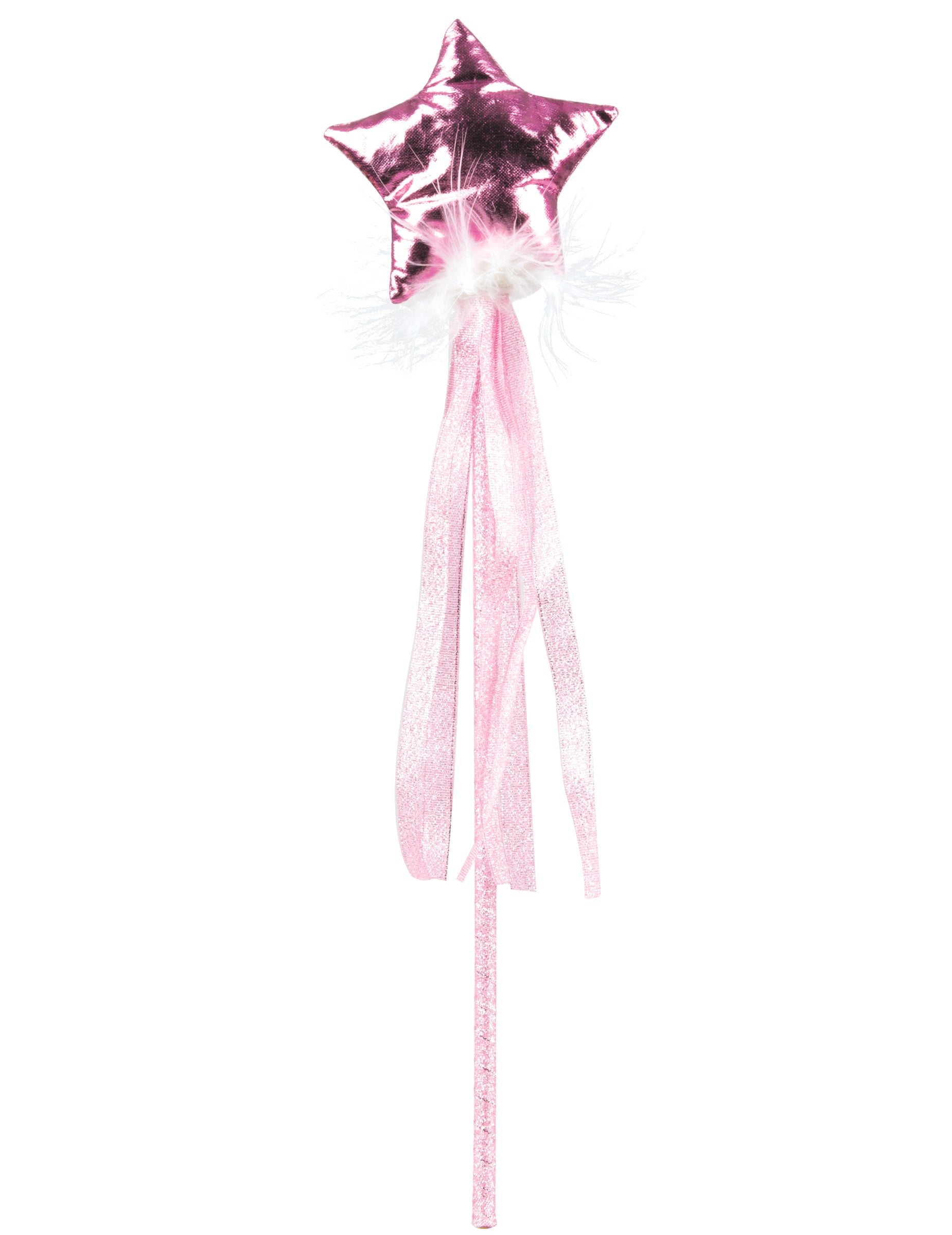 Baguette de fée pour fille rose pastel avec rubans et étoile brillante