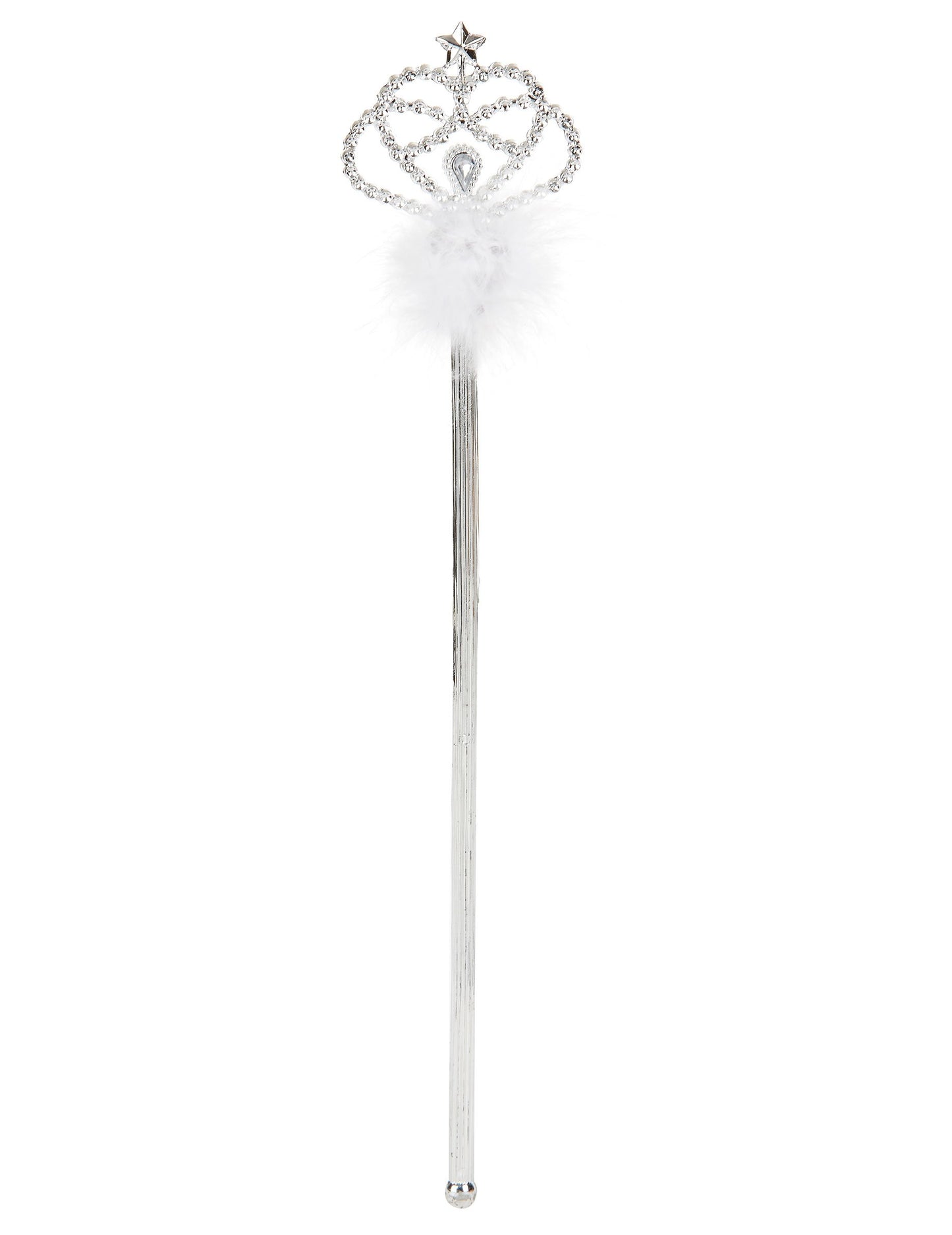 Srebrna princeska palica za otroke z belo krzno