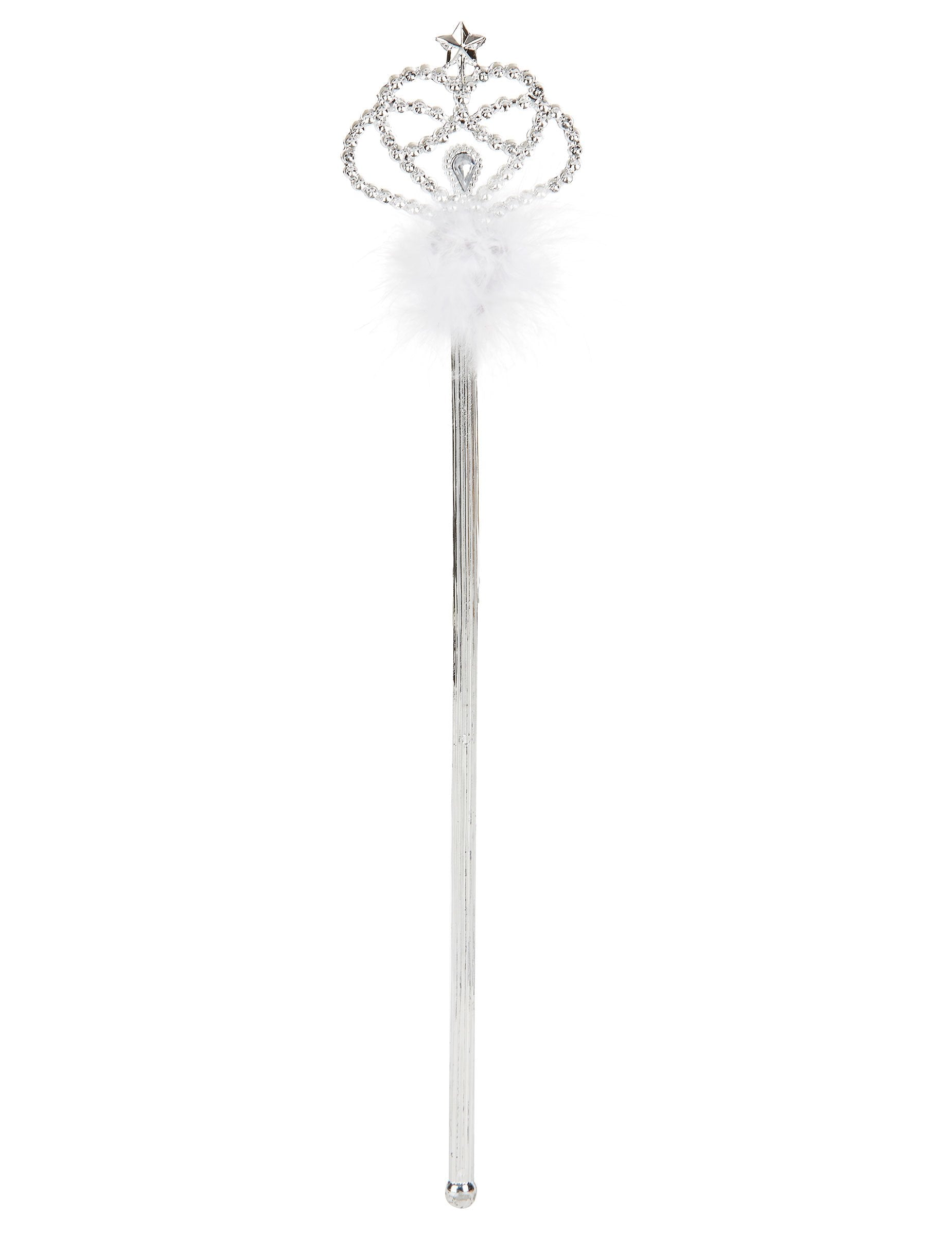 Srebrna princeska palica za otroke z belo krzno