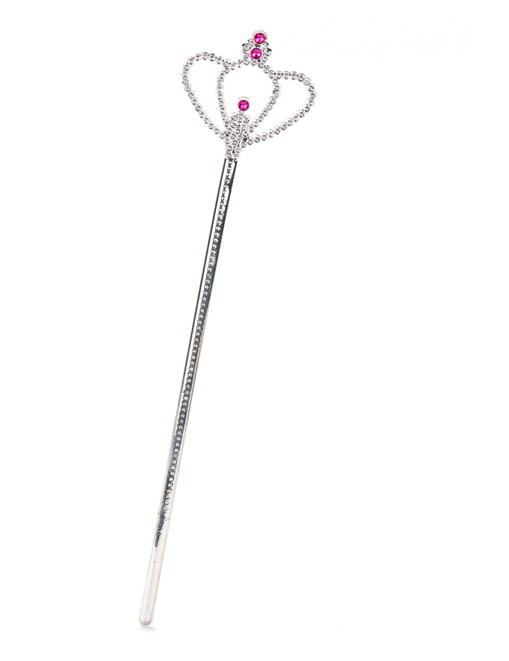 Baguette princesse diamant pour adulte et enfant argentée avec pierres roses