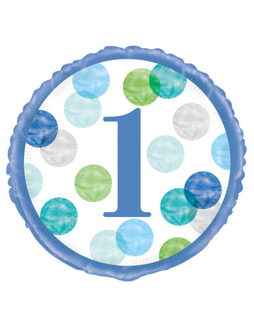 Belo-moder folijski balon za 1. rojstni dan, 45 kosov cm pastelne pikice