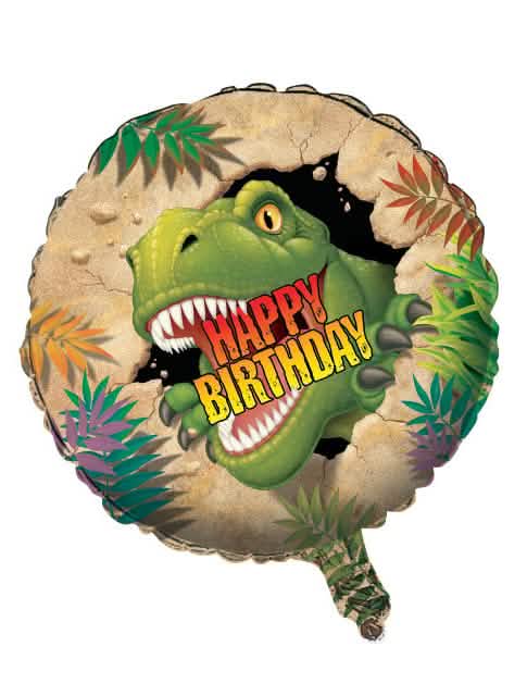 Aluminijast balon rojstni dan Dinozavri za otrok zelena z T-Rex in Happy Birthday