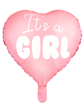 Folija balon v obliki srca, roza, it's a girl, 45 cm za otroško zabavo
